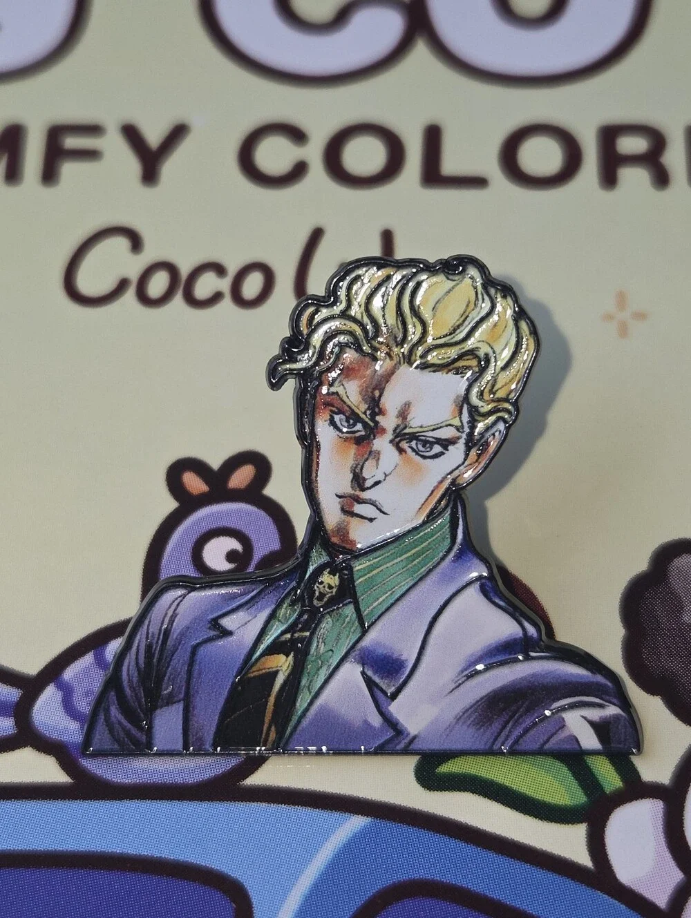 Enamel Pin - Blonde Character Lapel Pin in Purple and Green JoJo's Bizarre Adven
